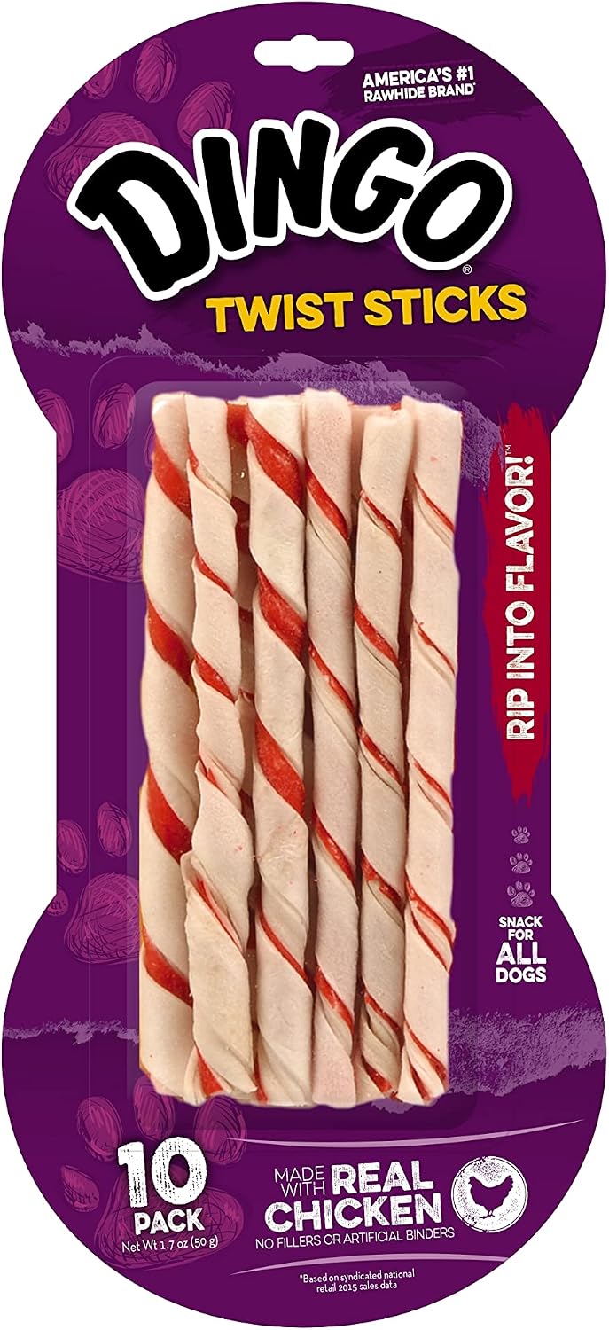 Dingo Twist Sticks Premium Rawhide Treats For Dogs Made with Real Chicken, 50 Count - Image 10
