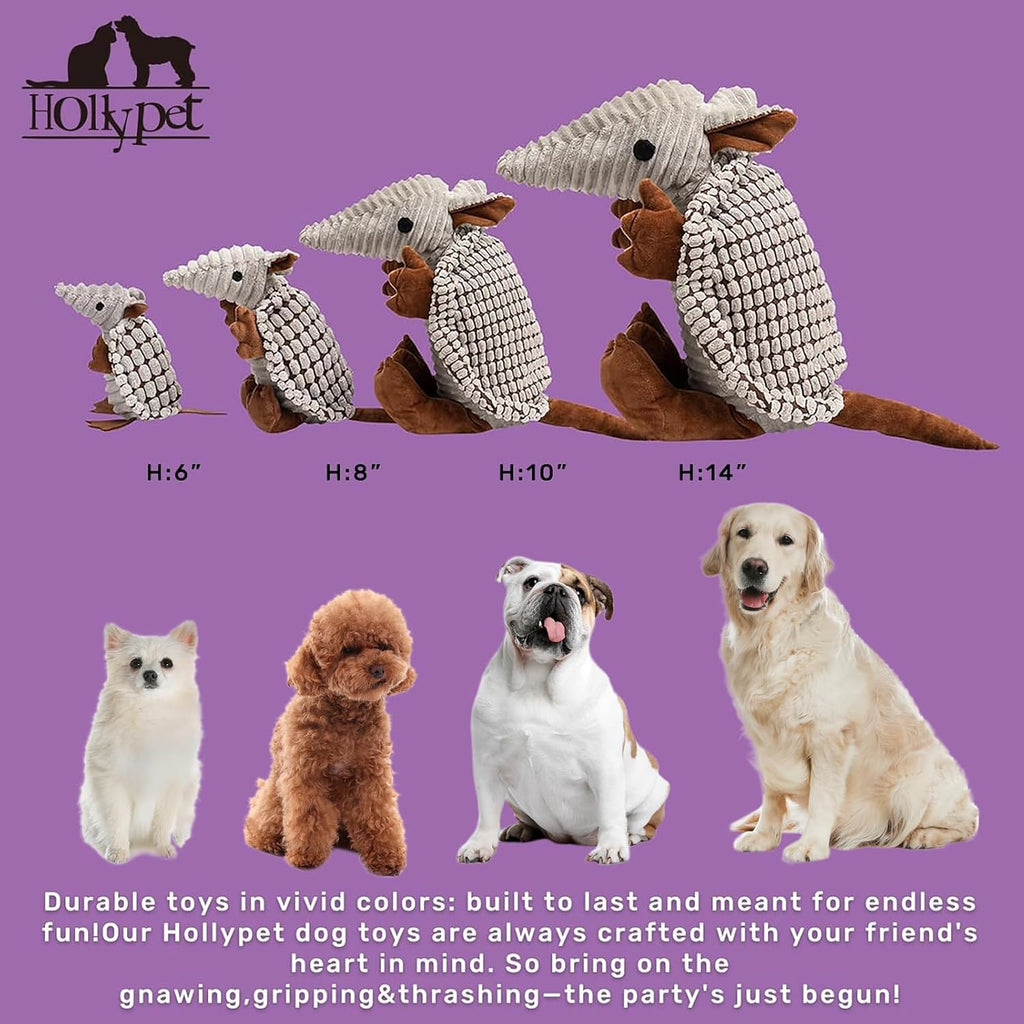 Textured velvet material on Hollypet squeaky dog toy for teeth cleaning