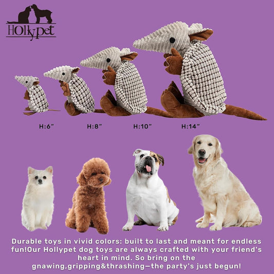 Textured velvet material on Hollypet squeaky dog toy for teeth cleaning