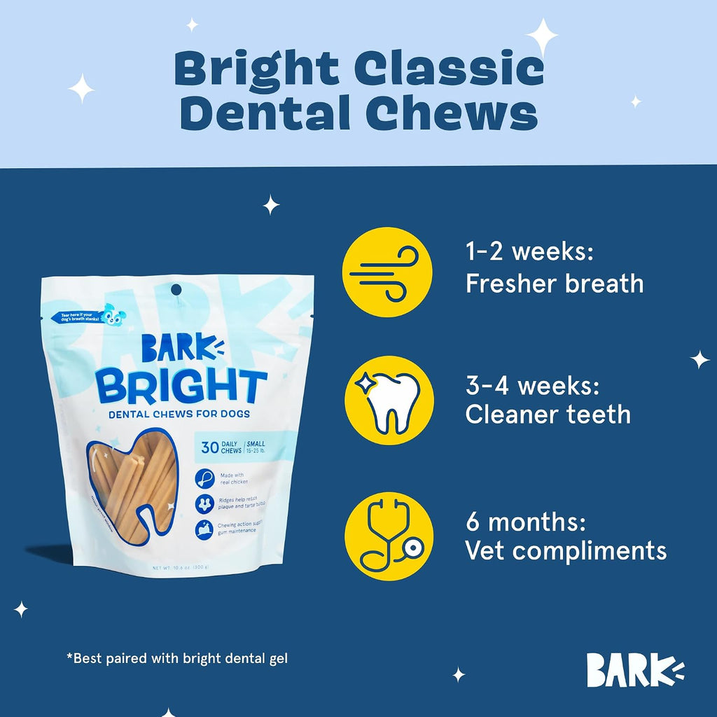 Close up of Barkbox Bright dental chew stick texture and ridges