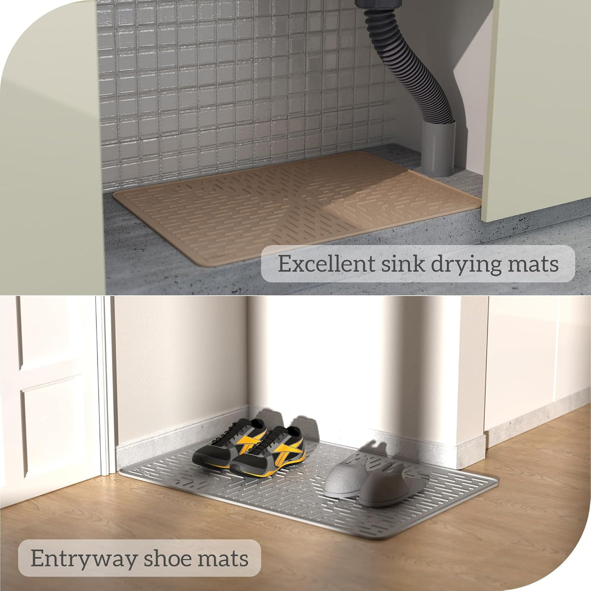 Cat Litter Mat Large Trapping Mat Premium Silicone Rubber 23.5x16" Sage Green, Waterproof and BPA Free Kitty Litter Box Mat, Easy to Clean and Keeps the Floor Tidy - Image 9