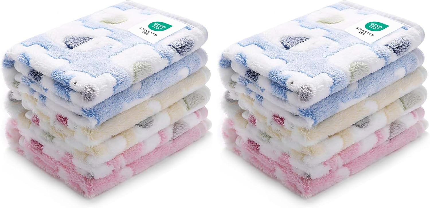 1 Pack 3 Blankets Super Soft Fluffy Premium Cute Elephant Pattern Pet Blanket Flannel Throw for Dog Puppy Cat Blue/Pink/Yellow Small(23x16 inch) - Image 10