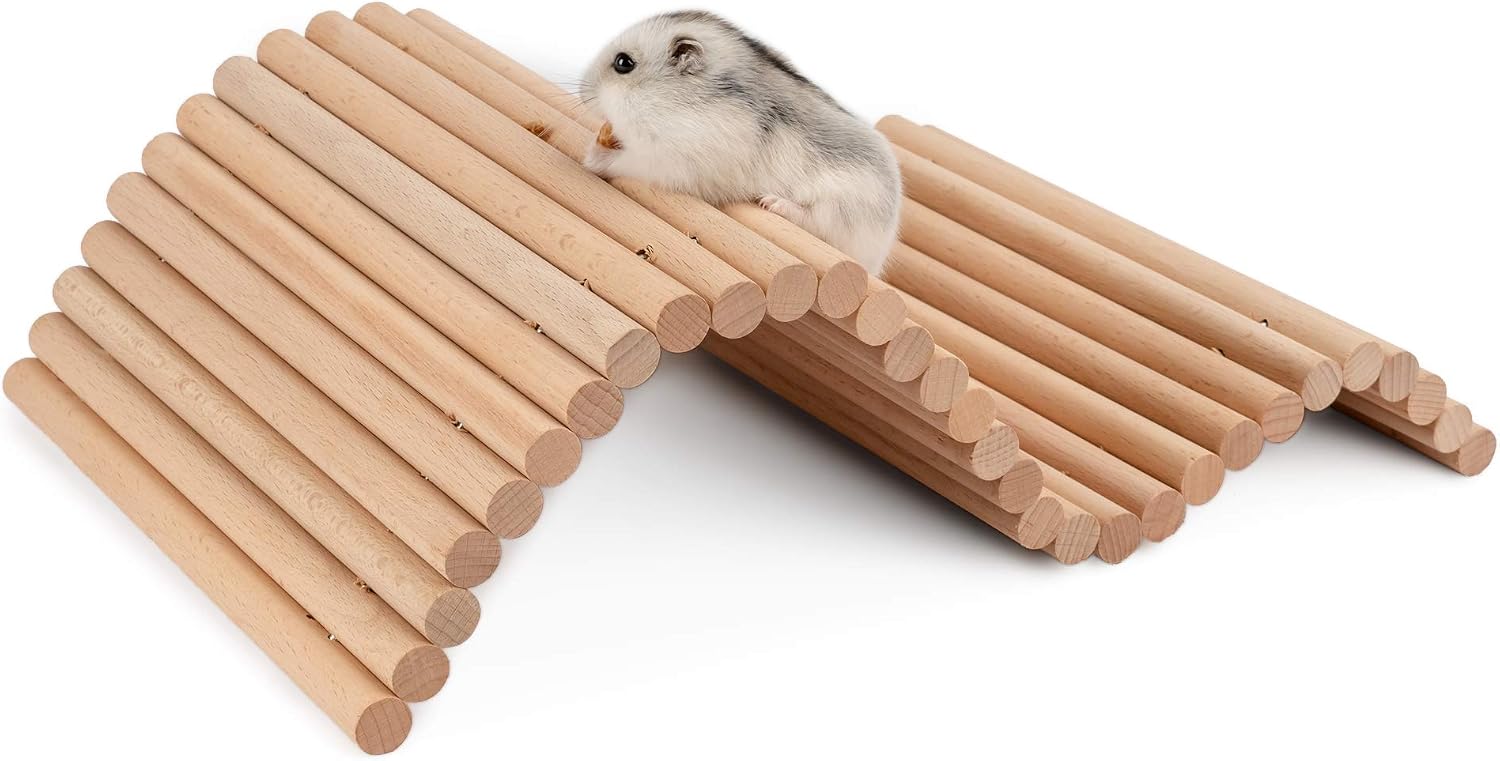 Niteangel Hamster Climbing Ladder Wooden Suspension Bridge for Guinea Pigs Rats Hedgehog Gerbils Mouse Sugar Glider and Other Small Animals (Medium) - Image 1