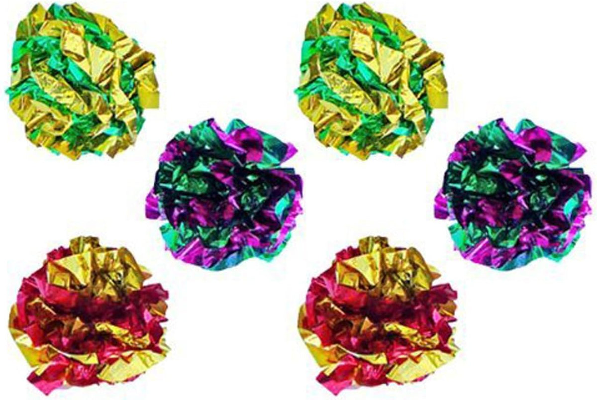 Authentic PETFAVORITES Mylar crinkle balls premium packaging showing twelve count assortment