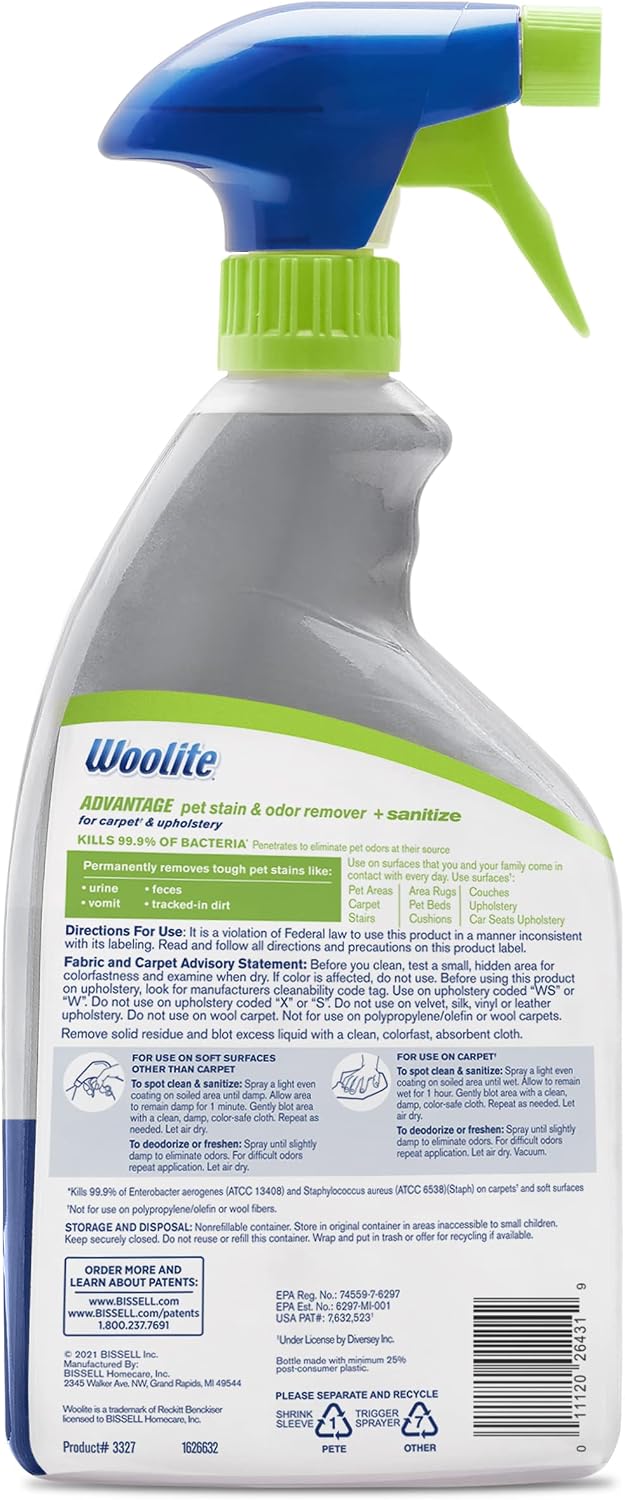 Bissell Woolite pet cleaner bottle close up
