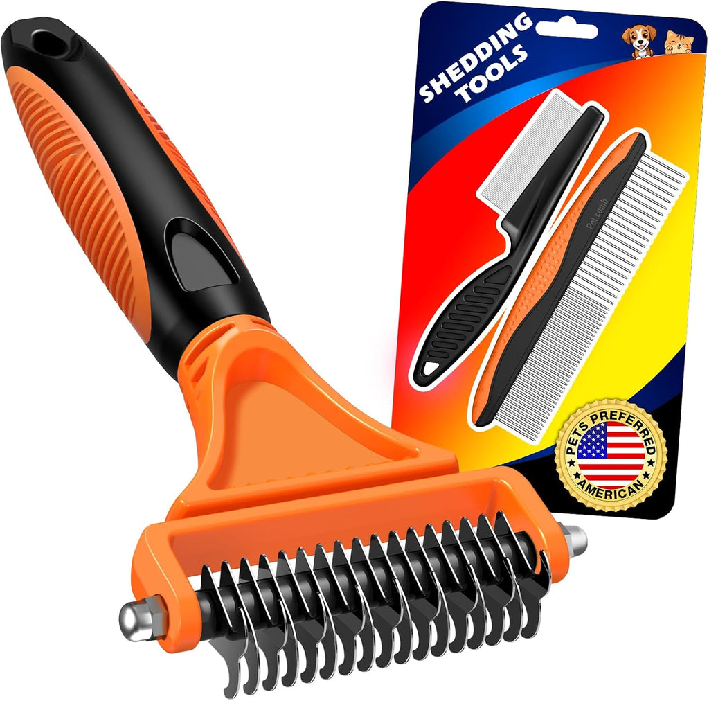 3PCS Pet Grooming Rake & Metal Comb & Flea Comb for Cats and Dogs, Double-Sided Dematting Tool, Extra-Wide Deshedding Dog Brush for Long Hair to Effectively Remove Tangles, Knots and Mats (Blue) - Image 12