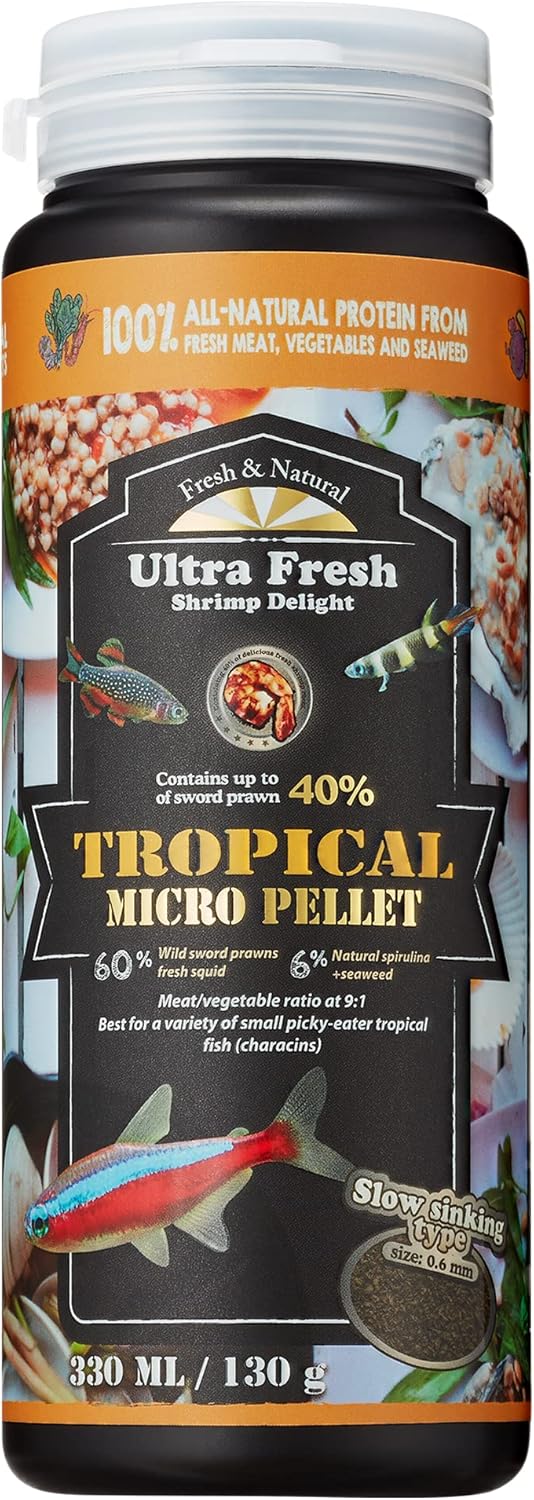 Ultra Fresh tropical micro pellet jar showing color enhancement benefits