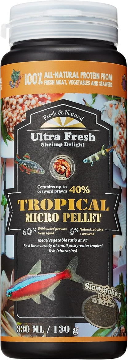 Ultra Fresh tropical micro pellet jar showing color enhancement benefits