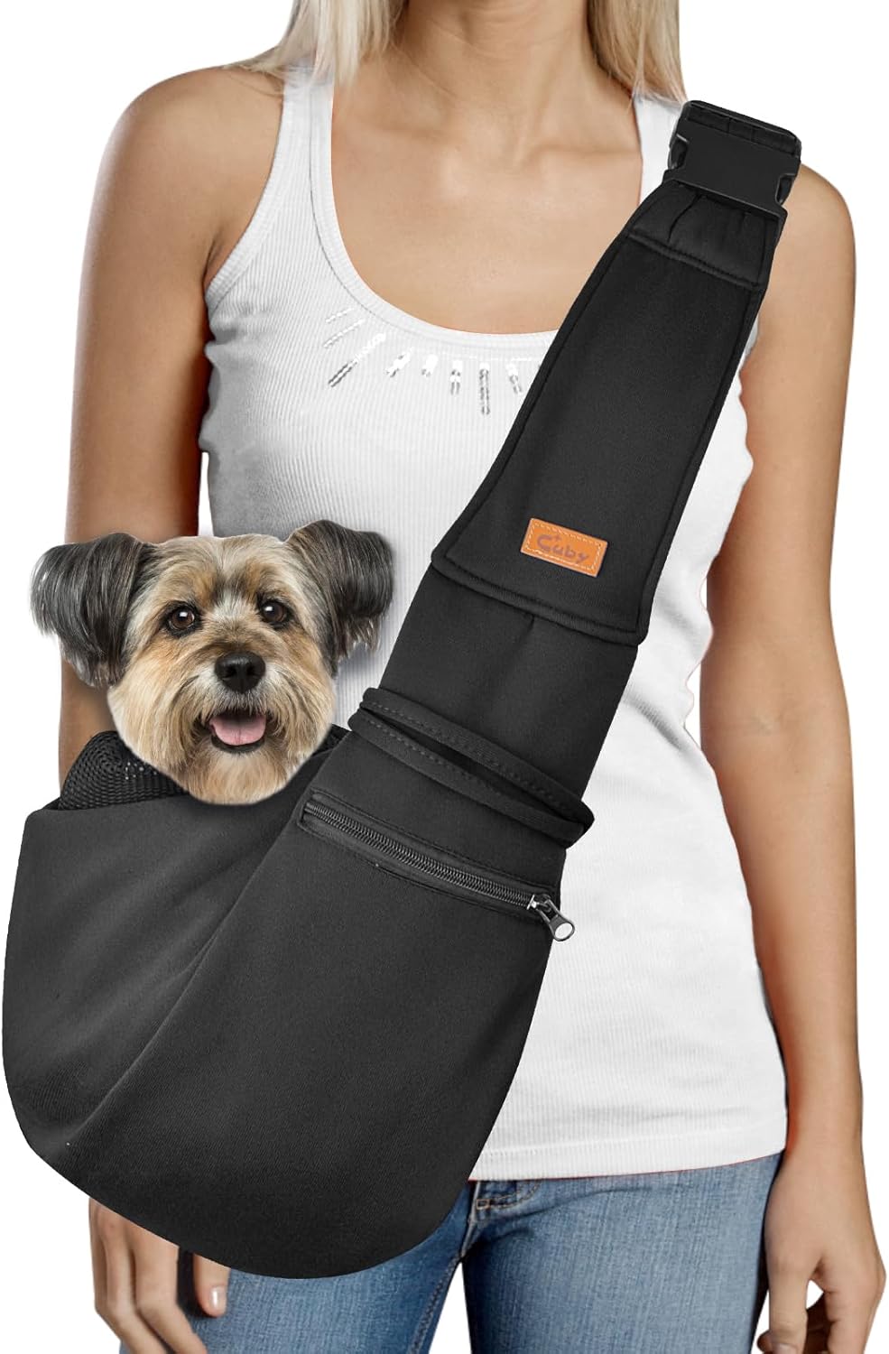 CUBY Dog and Cat Sling Carrier - Hands Free Reversible Pet Papoose Bag - Soft Pouch and Tote Design - Suitable for Puppy, Small Dogs Cats Outdoor - Image 14