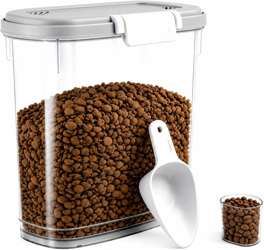 10-15 Lbs Dog Food Storage Container Airtight - Slim Pet Cat Food Container with Lid, Scoop and Cup - Clear Plastic Dry Food Storage Bin for Dogs, Cats, Bird Seeds, Kibble, Pellets, Rice, Flour - Image 11