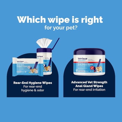USA imported Vetnique Glandex dog wipes with aloe and vitamin e label