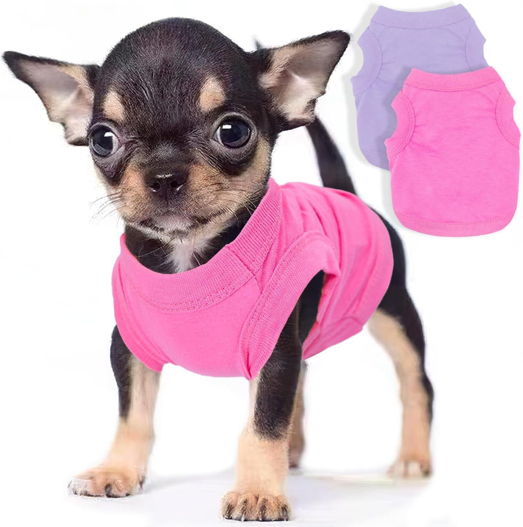 2 Pieces Dog Clothes for Small Dogs Girl Boy Chihuahua Clothes Summer Puppy Soft Dog Shirt Solid Color Pet Clothing Cute Cat Cloth, XXS,Green,Blue - Image 11