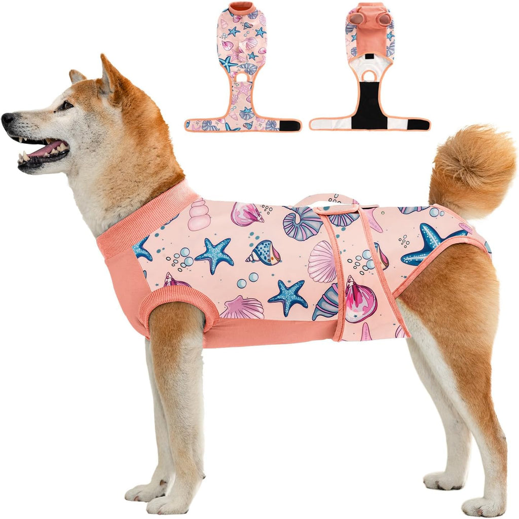 Aimydog puppy and kitten recovery clothing size selection guide emphasizing chest measurement and back length.