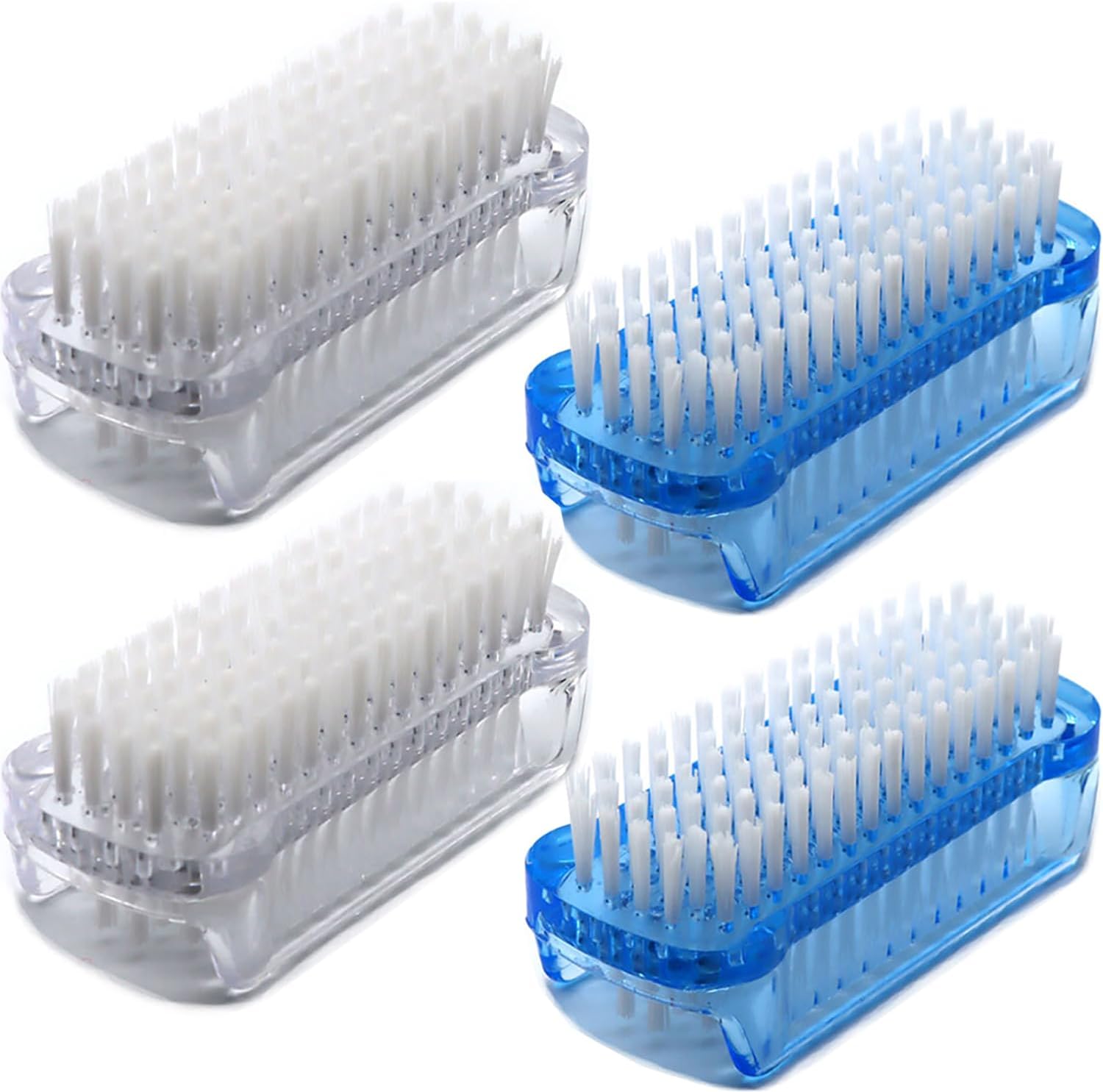 Xjinmin two sided hand fingernail scrub brushes front view displaying blue and white variants.