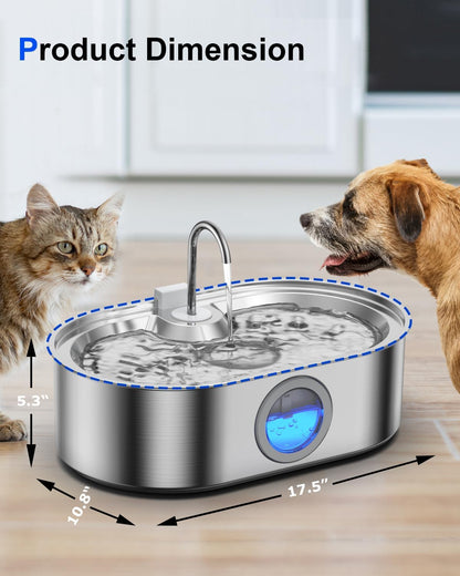 3.4Gal Dog Water Fountain for Large Dogs, 13L Stainless Steel Large Pet Fountain with Deeper & Wider Drinking Area, Automatic Dog Water Bowl Dispenser with Water Window - Image 9