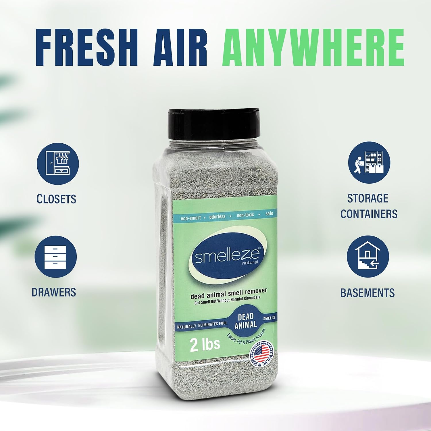 Smelleze eco friendly wildlife odor neutralizer granules applied in an outdoor garden soil area.