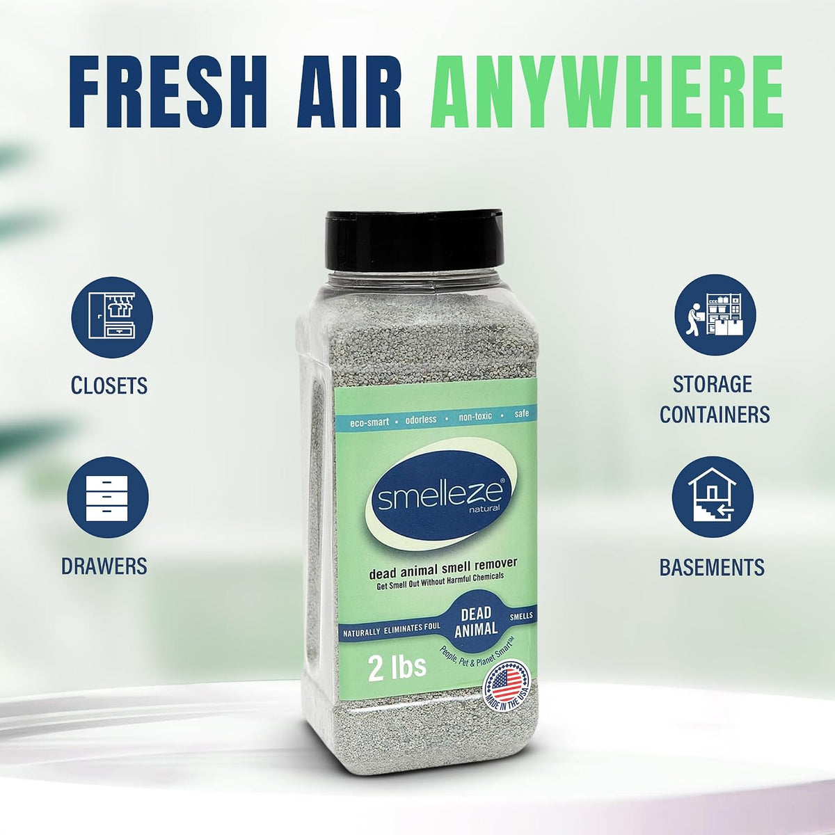 Smelleze eco friendly wildlife odor neutralizer granules applied in an outdoor garden soil area.