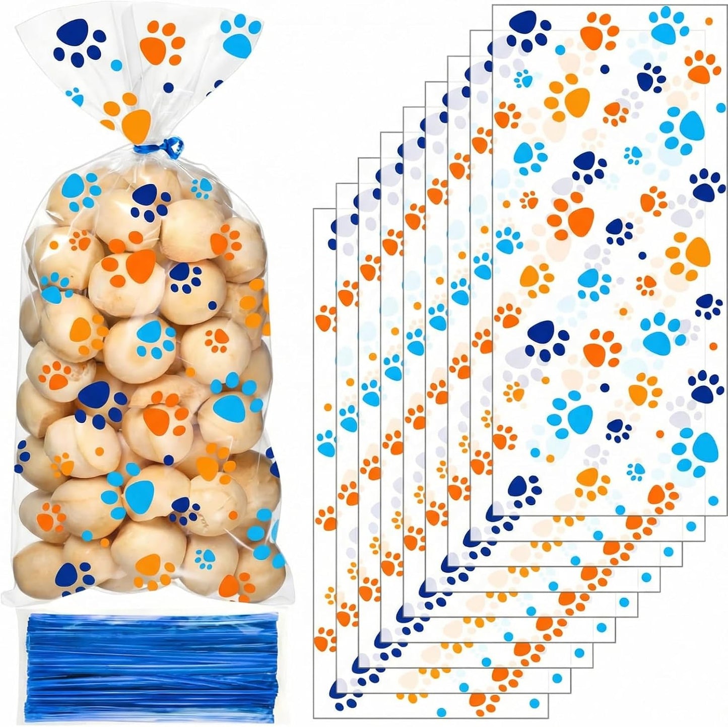 Blulu 100 Pieces Dog Treat Bags Puppy Party Favor Pet Paw Cone Cellophane Bags Candy Heat SealableDog Paw Gift with 100 Pieces Silver Twist Ties for Pet Cat Treat Party Favor(Black) - Image 11