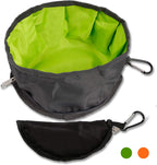 YMETECH collapsible dog bowls front view showing green and orange travel pet dishes