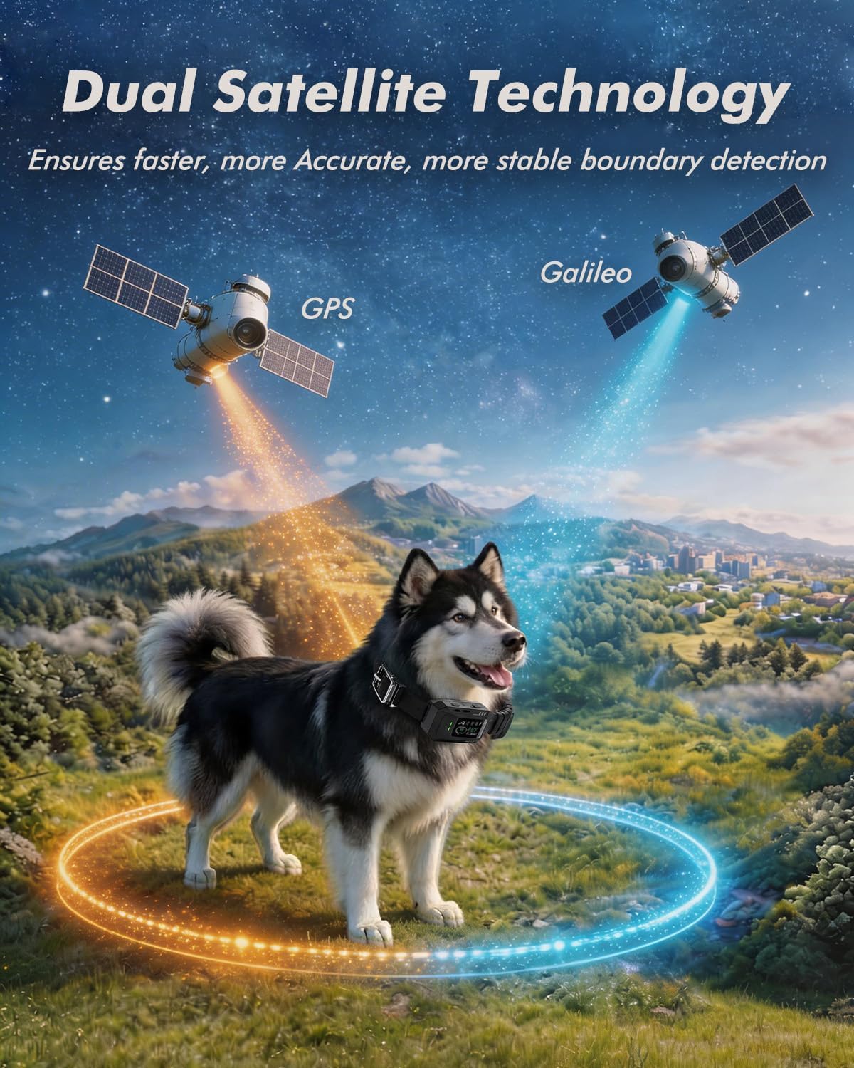 Smart electronic invisible pet fence setup demonstration for outdoor backyard boundary safety.