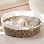 CHEERHOME PETS Cat Bed Basket with Cushion, Cotton Rope Woven Pet Bed for Indoor Cats Couch, Stimulicat Cat Bed Handwoven Breathable, All Season Universal (White) - Image 10