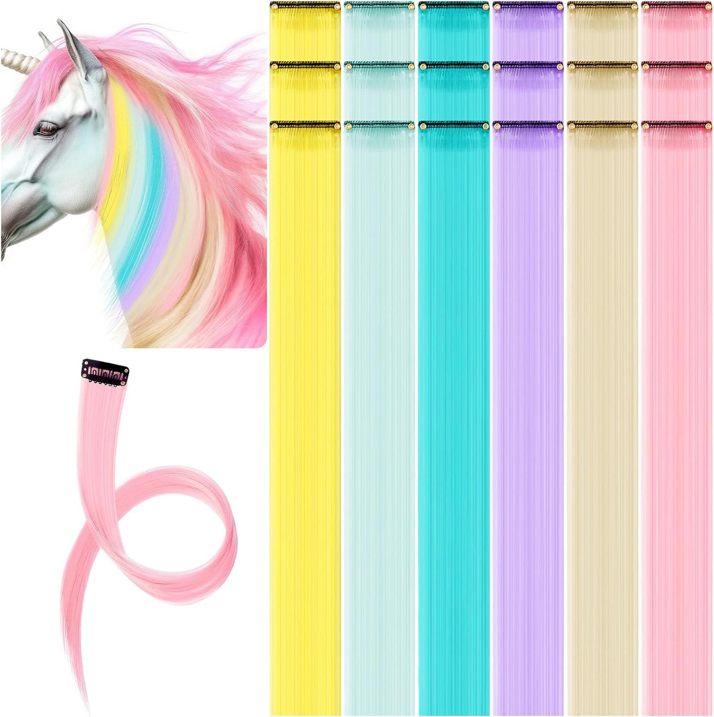 Juexica 18 Pcs Horse Accessory Clip in Hair Extensions for Mane and Tail Tack Stuff Pony Hair Tinsel for Halloween Western Bride Horse Lover and Girls Birthday(Multicolor) - Image 9