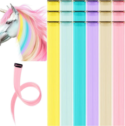 Juexica 18 Pcs Horse Accessory Clip in Hair Extensions for Mane and Tail Tack Stuff Pony Hair Tinsel for Halloween Western Bride Horse Lover and Girls Birthday(Multicolor) - Image 9