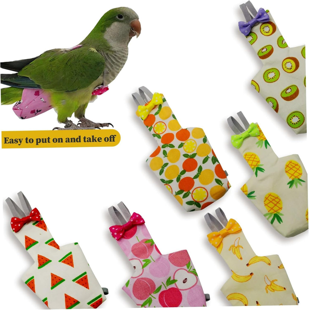 6PCS Washable Reusable Bird Diapers with Waterproof Lining & Adjustable Straps - Soft Parrot Diaper Clothes Costume Set for for Parakeets, for Budgies, for Mini Macaws (M) - Image 5