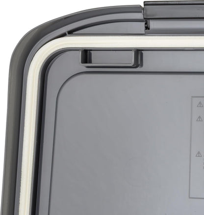 Included scoop inside Iris USA pet food storage container