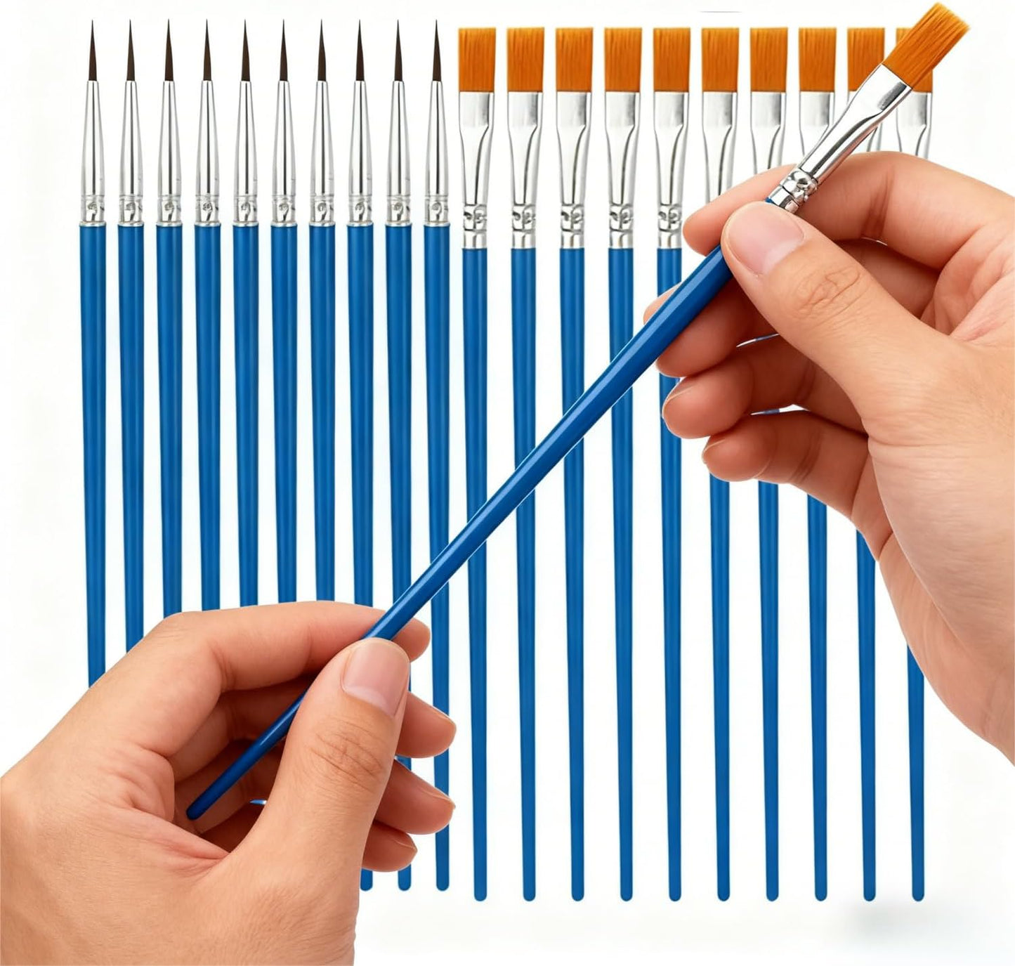 Rdcofe acrylic paint brushes set 20 pieces front view showing assorted brush shapes for artists.