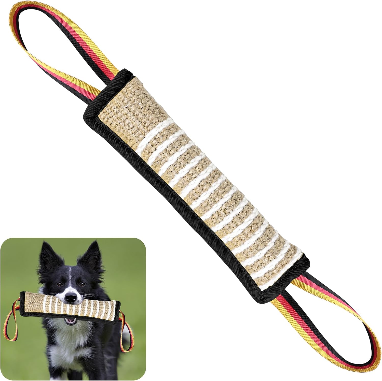ToLanbbt Dog Tug Toy, Dog Bite Jute Pillow Pull Toy with 2 Strong Handles, Perfect for Tug of War, Puppy Training Interactive Play, Bite Training Toys for Medium to Large Dogs (Pink Yellow) - Image 15