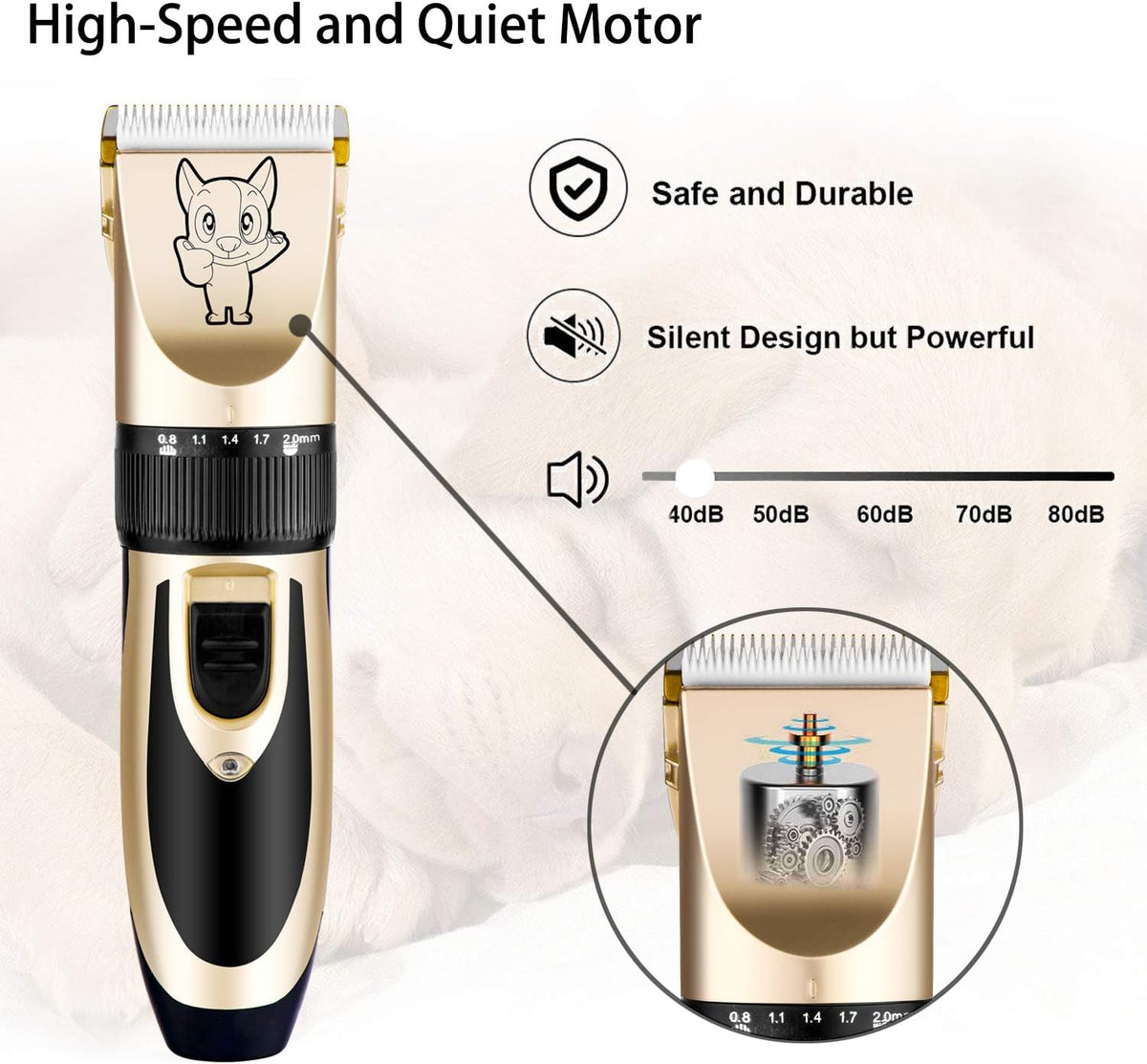 Highdas low vibration pet clipper kit for home dog grooming