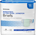 McKesson Ultra Plus Stretch Briefs front packaging view showing eighty count adult diapers.