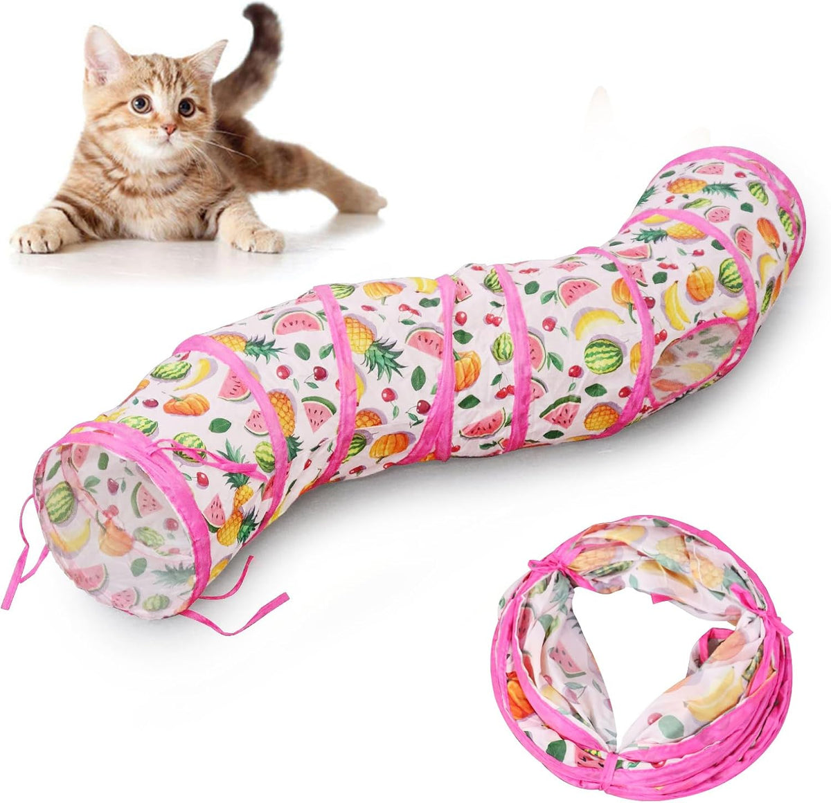 Andiker Cat Tunnel for Indoor Cats, 45" Long Rainbow Collapsible Kitten Tube with a Fun Ball and 2 Holes Cat Play Tunnel, Rabbit Tunnel for Kittens Exercising Hiding Training and Running(Colorful) - Image 11