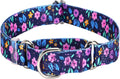 ONEFOJOJO martingale dog collar front view featuring pink daisy print.