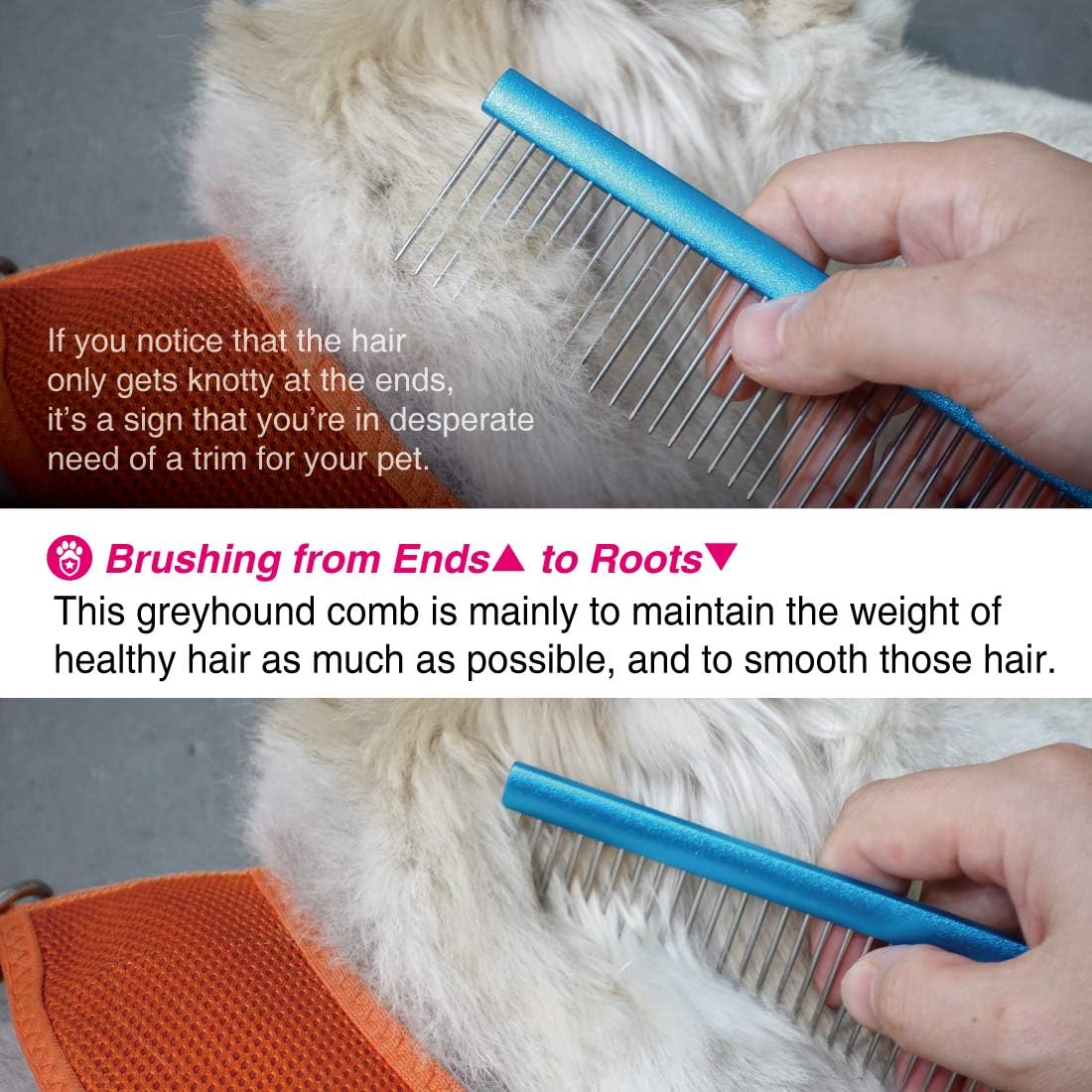 Authentic Claw Claws imported greyhound deshedding comb for long haired dogs and cats