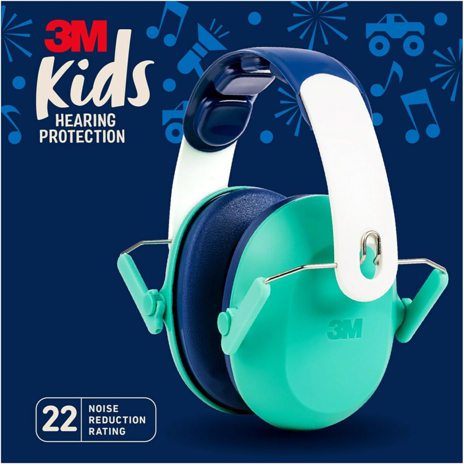 3M Kids Hearing Protection green earmuffs front view