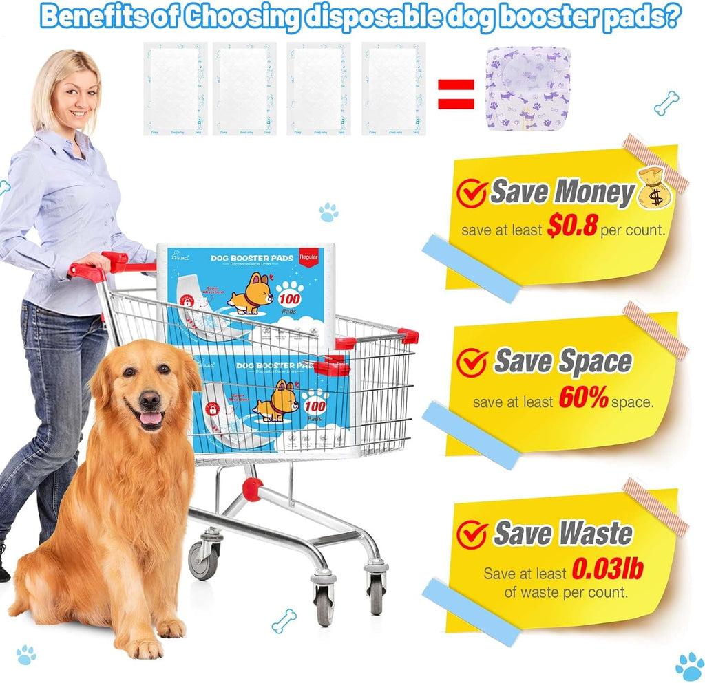 Dog Diaper Liners for Dog Diapers Male and Female 150ct Super Absorption Disposable Booster Pads for Most Reusable Pet Belly Bands, Washable Puppy Diapers Wraps - Image 2