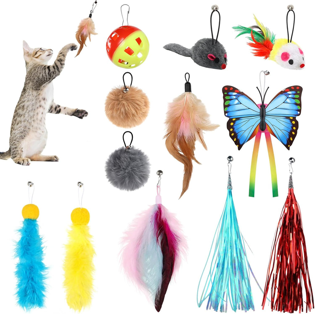 QUOZUO cat toy wand refills twelve piece variety pack front display