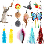 QUOZUO cat toy wand refills twelve piece variety pack front display
