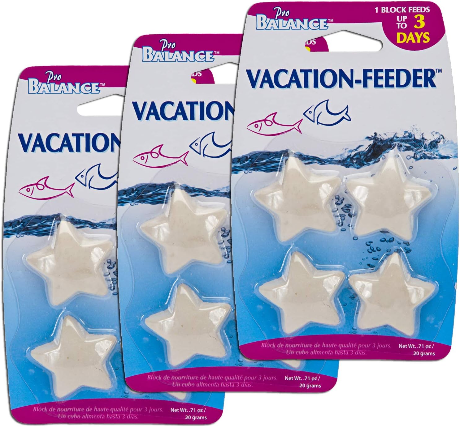 Penn-Plax slow release starfish shaped feeding blocks for weekend vacation fish feeding.