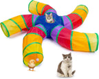 EGETOTA Cat Tunnel for Indoor Cats Large, with Play Ball S-Shape 5 Way Collapsible Interactive Peek Hole Pet Tube Toys, Puppy, Kitty, Kitten, Rabbit (Blue & Black) - Image 14