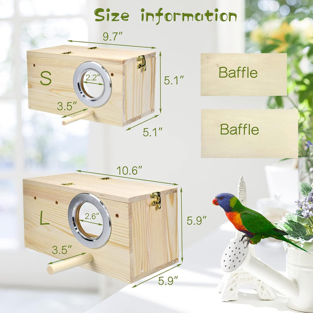 Parakeet Nesting Box Cockatiel Nesting Natural Pine Bird Nest Bird Breeding Box House Acrylic Transparent Bird Box with Detachable Wooden Board for Lovebirds Cockatiel Budgie Conure Parrot L - Image 3