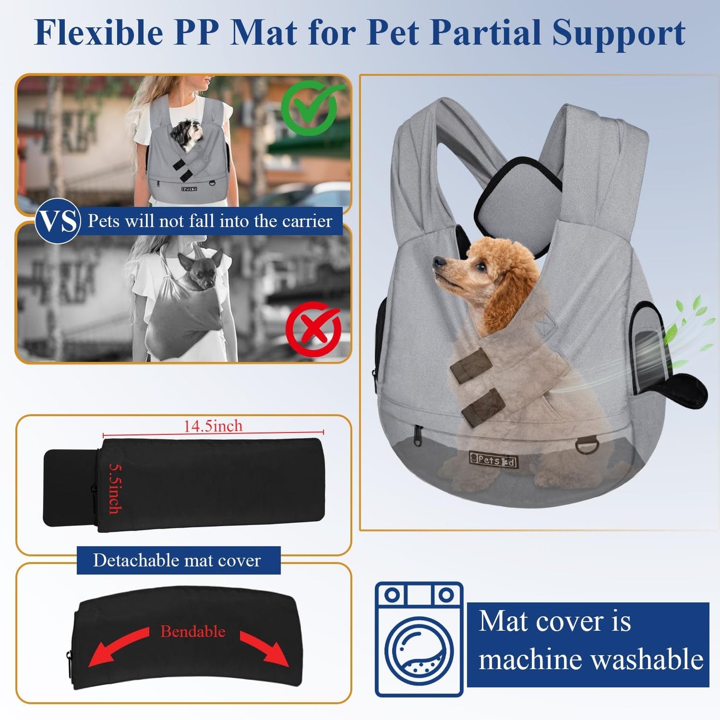 Side view of Petskd pet chest carrier with storage pocket