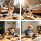 Pixibond wireless interactive cat toy being operated by handheld remote transmitter device