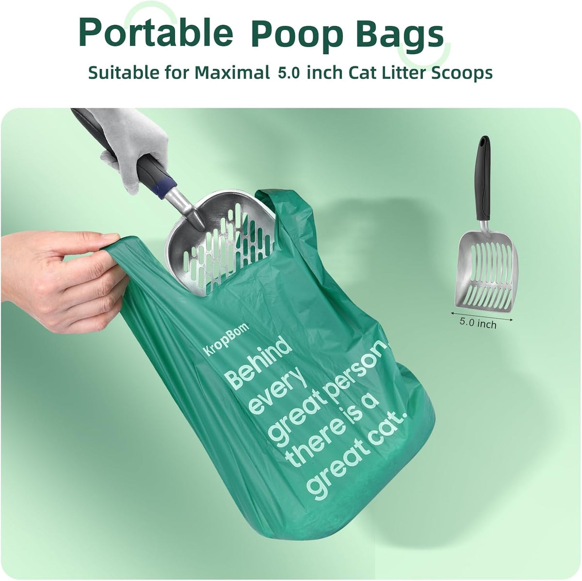 Seventy percent recycled plastic cat litter bags with handles