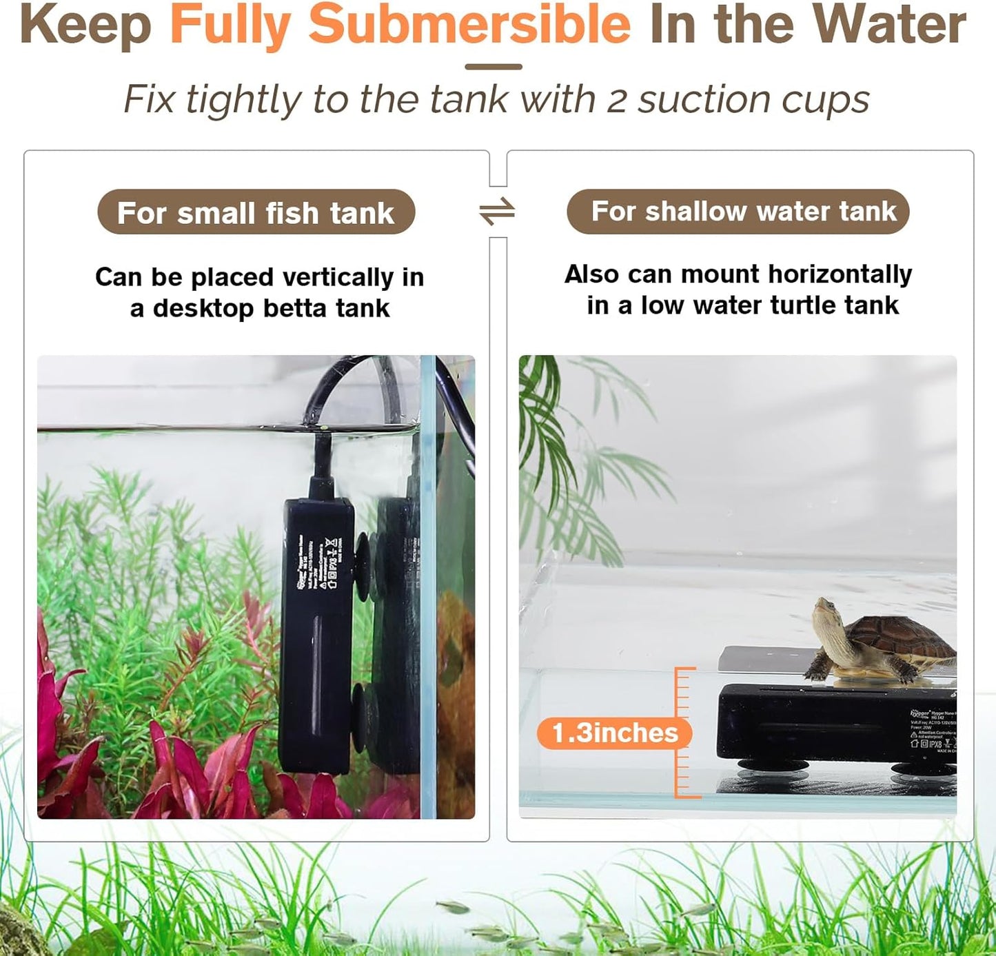 Hygger submersible heater safety guard and suction cups