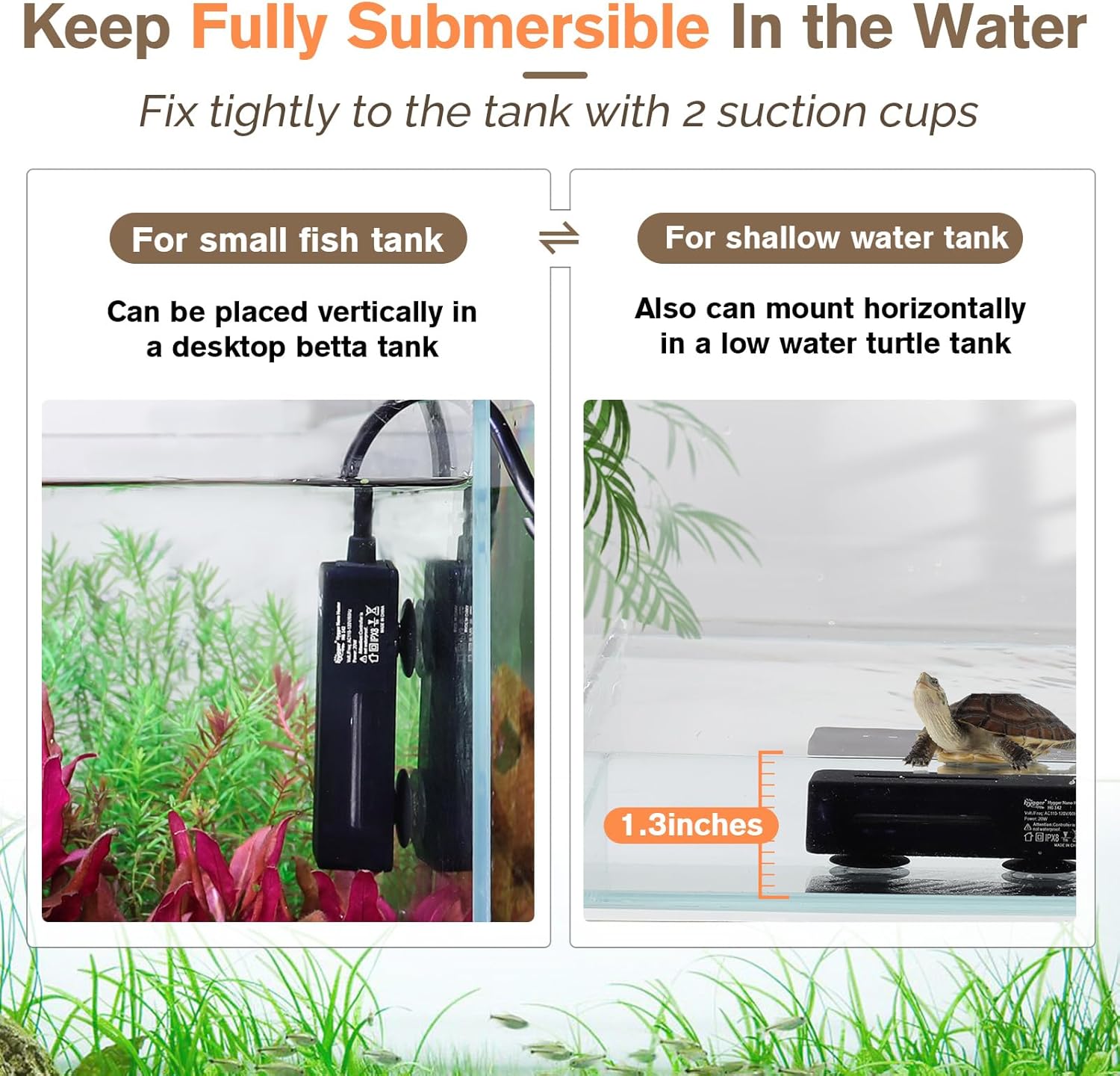 Hygger submersible heater safety guard and suction cups