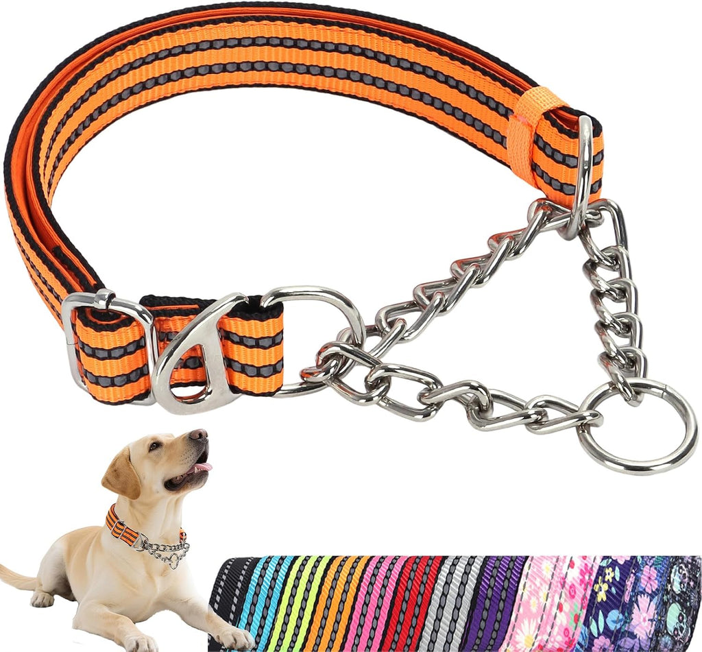 Martingale Dog Collar with Soft Padded - Reflective Choke Chain Collar, Heavy Duty Dual D-Rings no Pull Dog colla for Large/Medium/XL,XXL Dogs - Comfort Training Collar(Black M) - Image 14
