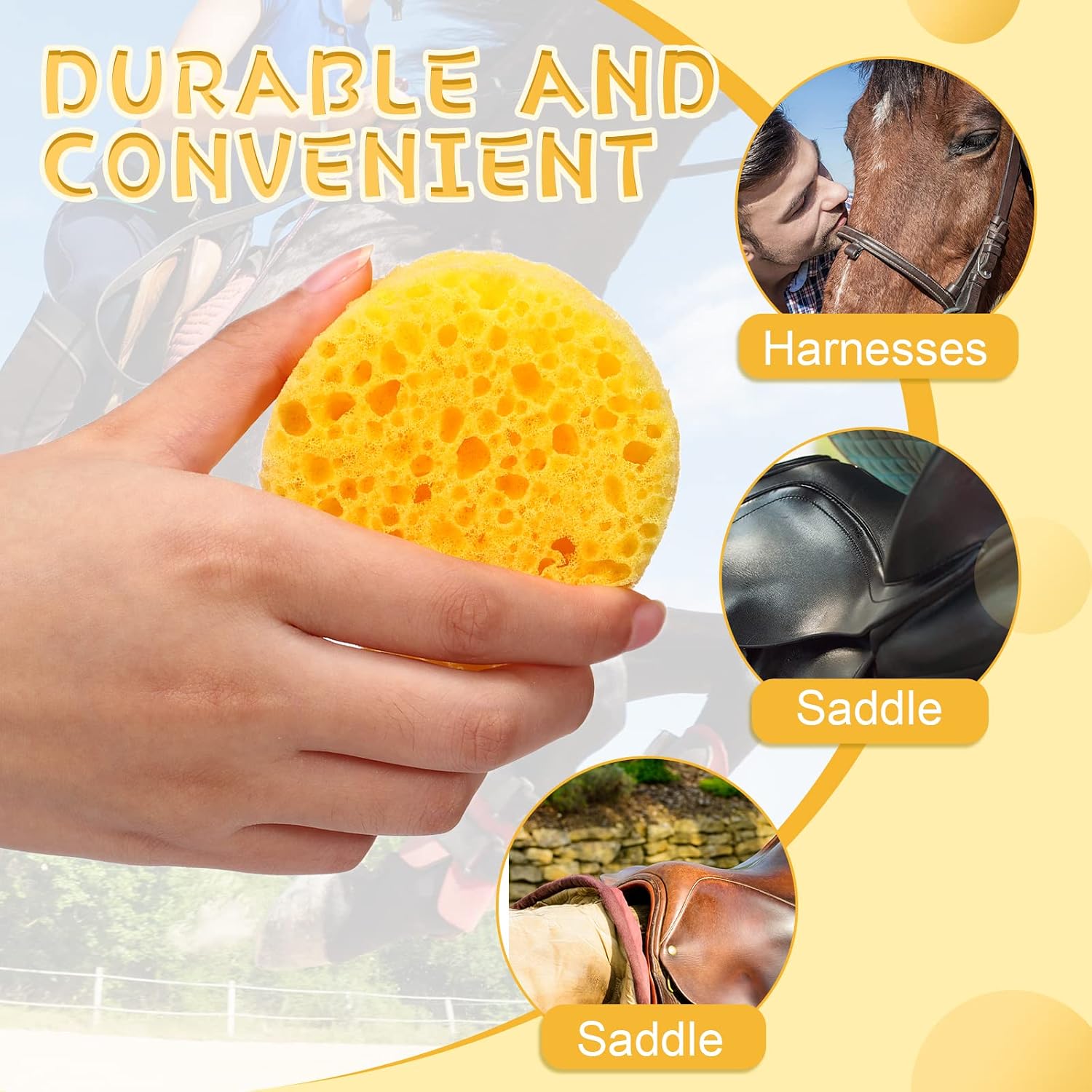 Gerrii durable horse saddle cleaning sponge pack of 30 pieces demonstrating water absorption